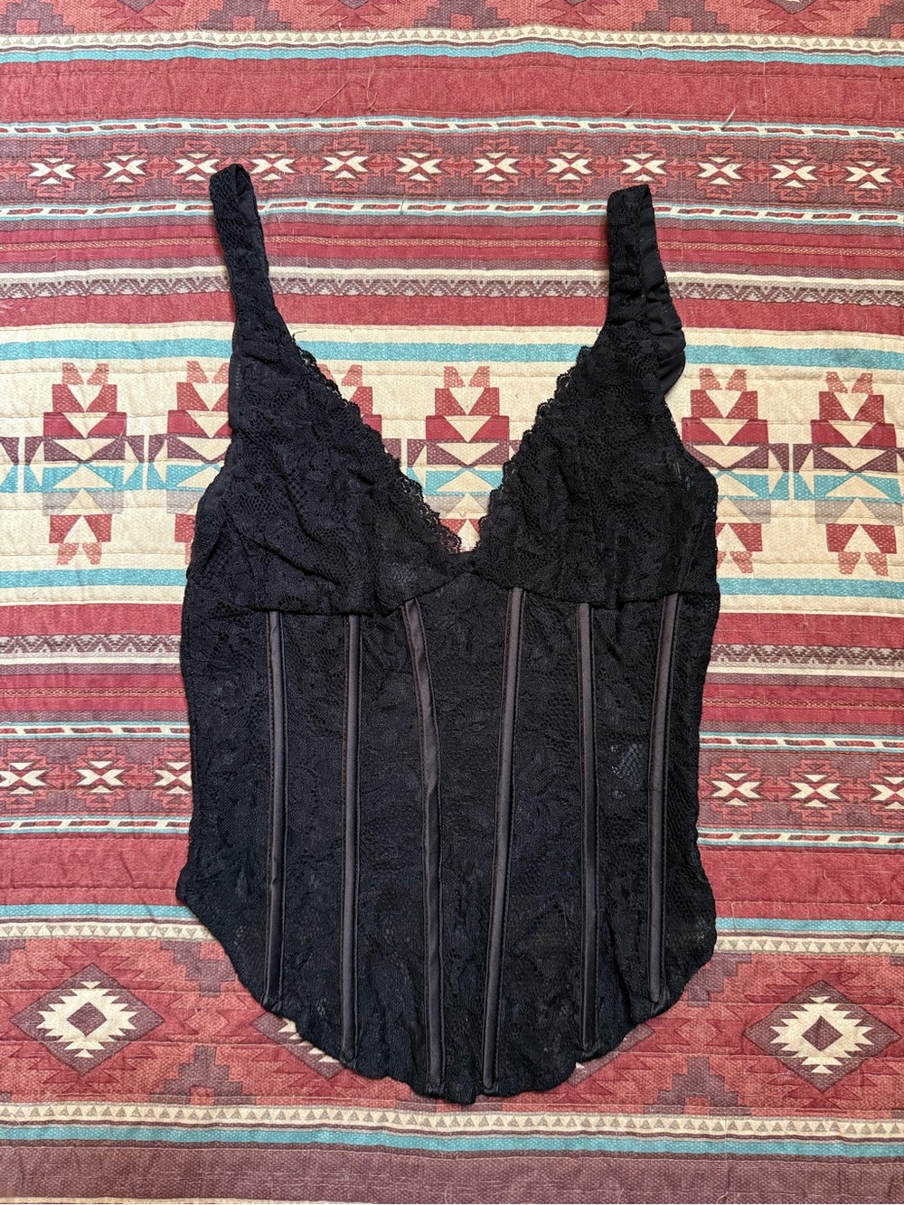 Meshki Black Lace Corset Tank XS